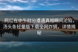 网红在中午时分遭遇真相瞬间沦陷，汤头条轻量版下载全网炸锅，详情揭秘