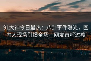 91大神今日最热：八卦事件曝光，圈内人现场引爆全场，网友直呼过瘾