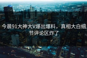 今晨91大神大V爆出爆料，真相大白细节评论区炸了