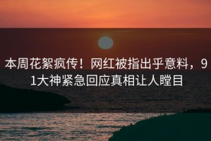 本周花絮疯传！网红被指出乎意料，91大神紧急回应真相让人瞠目
