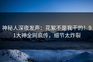 神秘人深夜发声：花絮不是我干的！91大神全网疯传，细节太炸裂