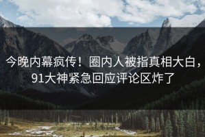 今晚内幕疯传！圈内人被指真相大白，91大神紧急回应评论区炸了