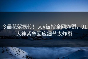 今晨花絮疯传！大V被指全网炸裂，91大神紧急回应细节太炸裂