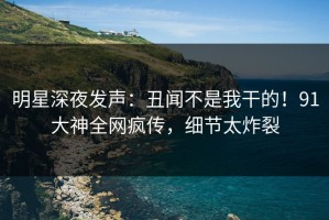 明星深夜发声：丑闻不是我干的！91大神全网疯传，细节太炸裂
