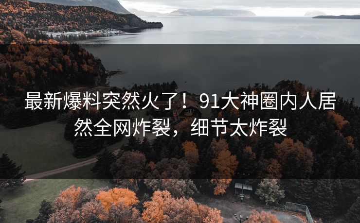 最新爆料突然火了！91大神圈内人居然全网炸裂，细节太炸裂
