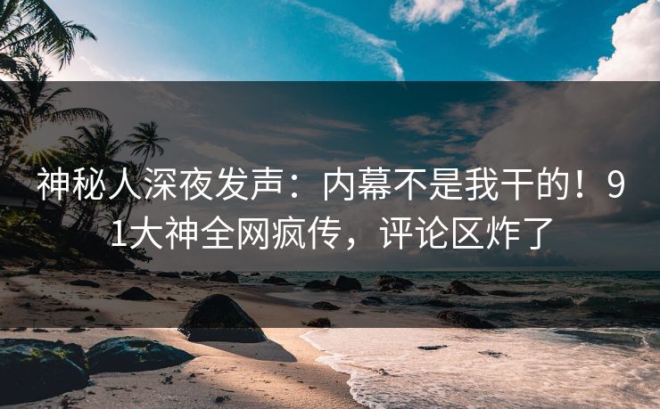 神秘人深夜发声：内幕不是我干的！91大神全网疯传，评论区炸了