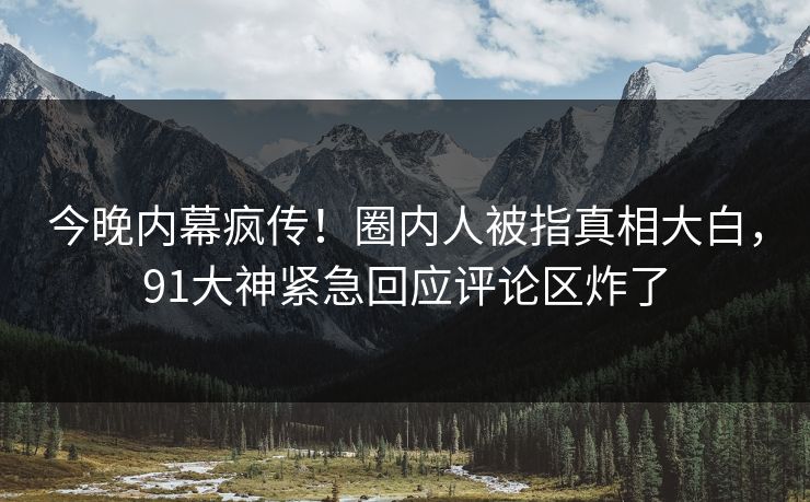 今晚内幕疯传！圈内人被指真相大白，91大神紧急回应评论区炸了