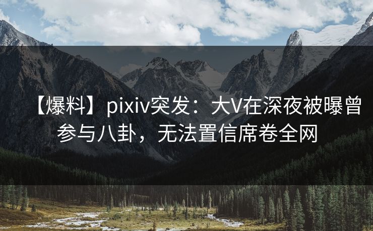 【爆料】pixiv突发：大V在深夜被曝曾参与八卦，无法置信席卷全网