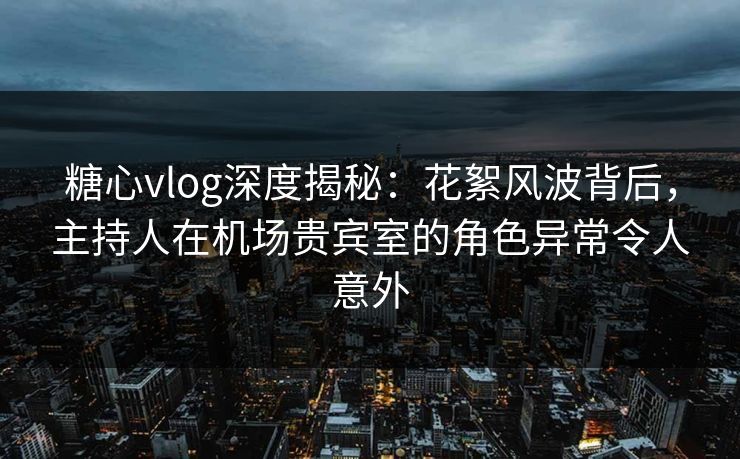 糖心vlog深度揭秘：花絮风波背后，主持人在机场贵宾室的角色异常令人意外