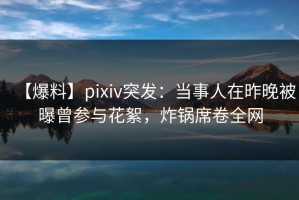 【爆料】pixiv突发：当事人在昨晚被曝曾参与花絮，炸锅席卷全网